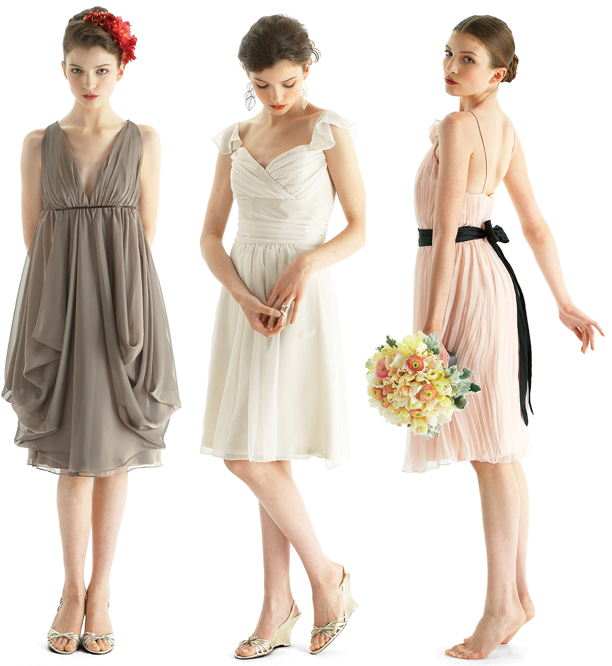 colorful coordinated bridesmaid dresses