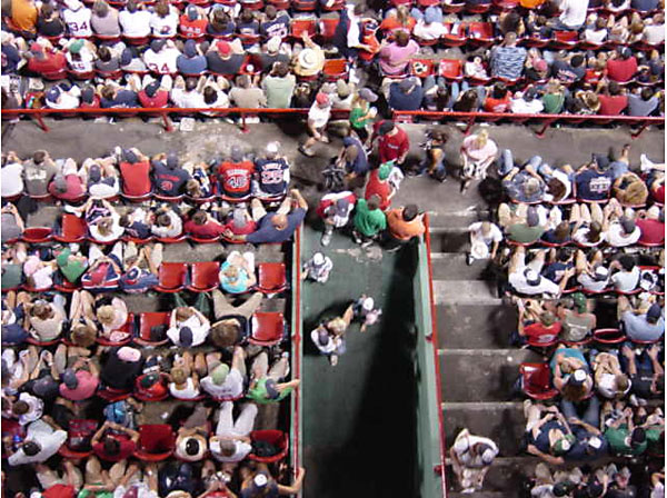 fans sitting at fenway park