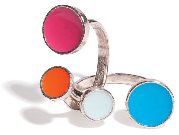 sterling silver and enamel rings