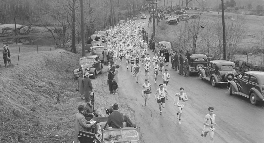 The start of the 1939 Boston Marathon. Photo via Boston Public Library/Flickr