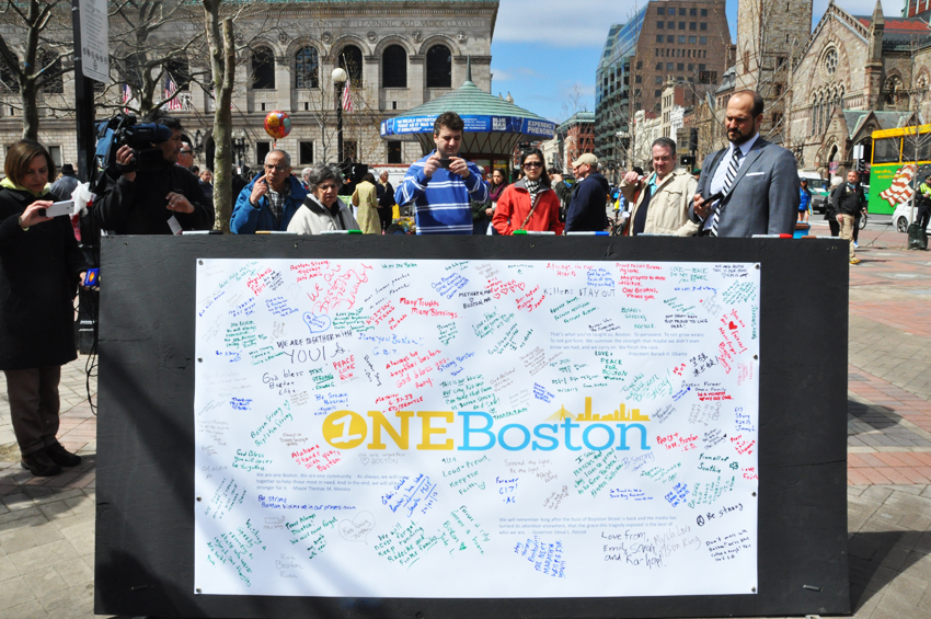 One of the three message boards at Copley Square. Photo by Regina Mogilevskaya