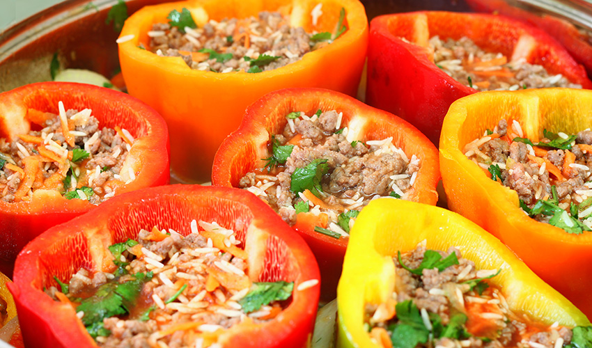 Hungry yet? Stuffed peppers photo via Shutterstock