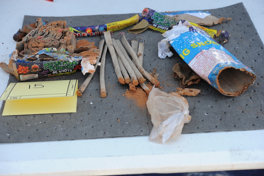 Opened and emptied fireworks found in Tsarnaev’s dorm. Photo via FBI.