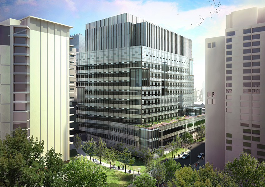 An artist’s rendering of the new 'Brigham Building for the Future' on the BWH campus. Image provided.