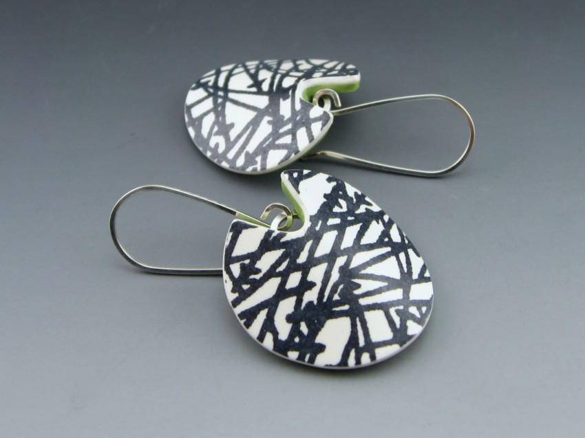 Sterling silver-and-polymer clay earrings, $30