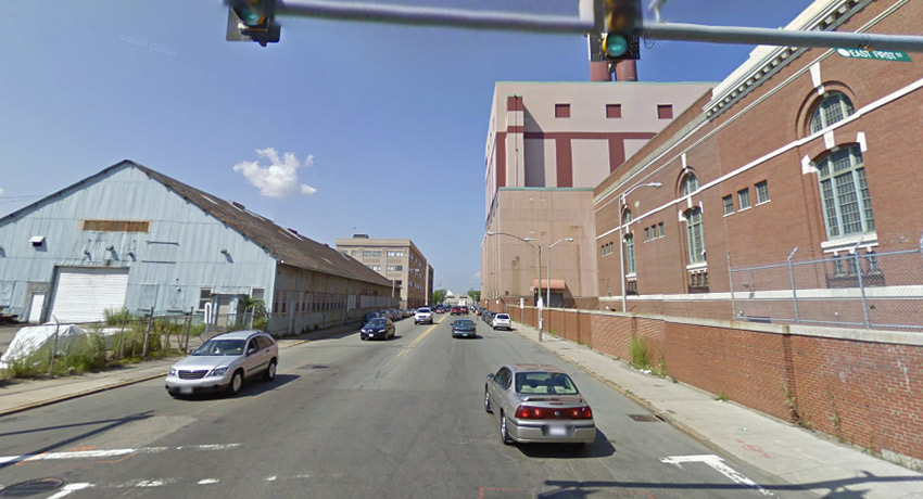 The YMCA proposed location is on the left. The right is the long-closed, old Edison power plant. Photo via Google Maps.