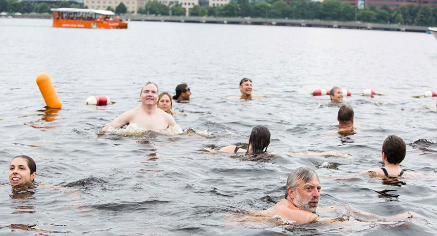 Saturday on the charles. swimmers will be a new site for people in duck boats. All photos provided by Topher Baldwin/Charles River Conservancy.
