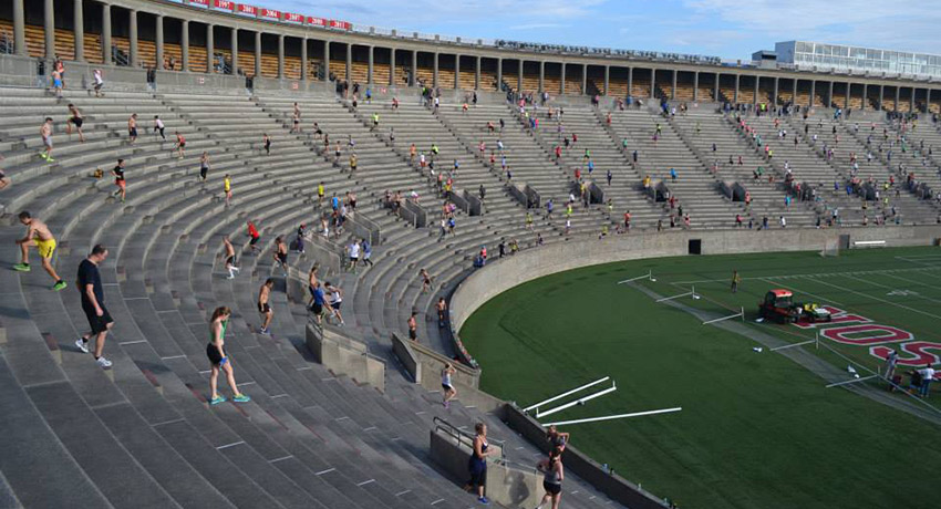 Can you believe all those people are working out at 6:30 a.m.? Harvard stadium photo via November Project Facebook.