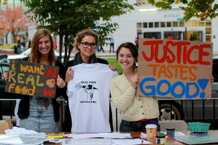 Students petitioning for the Real Food Movement last October will get their wish this fall as Northeastern joins the program. Photo via Real Food Northeastern Facebook.
