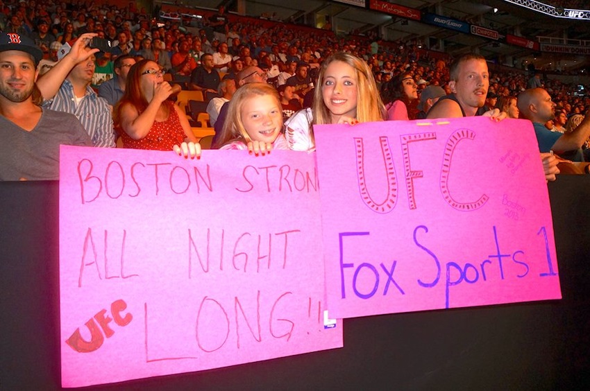 Two girls attended the UFC fight in Boston/Photo via Facebook.com