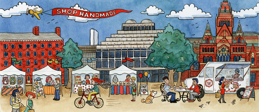 Illustration of the Cambridge Market by Carrie Wagner of Sepia Lepus (Photo provided).