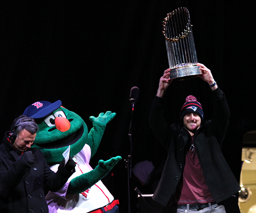 faneuil hall blink tree lighting wally will middlebrooks world series trophy