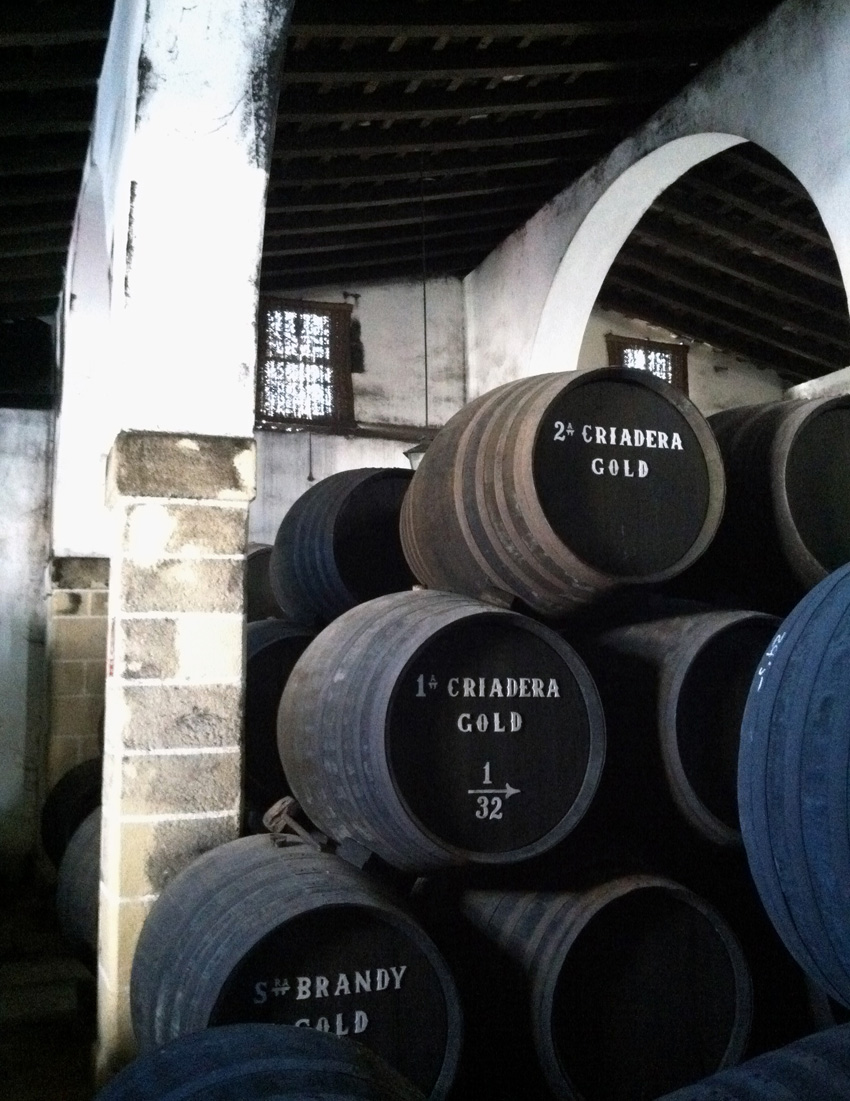 Sherry is aged using a solera system, where new wine is put in top barrels and  older wine is in lower layers of barrels. Blending between ages of wines leads to diversity in flavors. / Photo by Scott Jones.