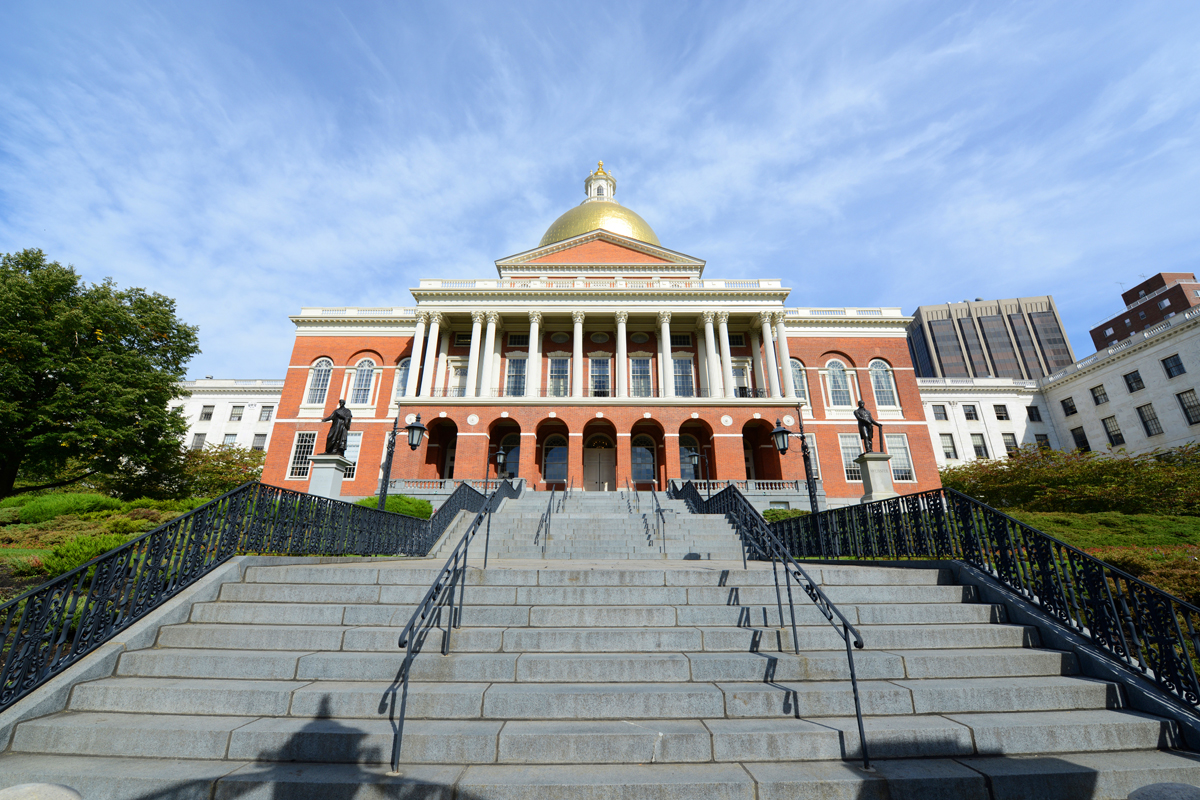 Massachusetts State House photo via Shutterstock