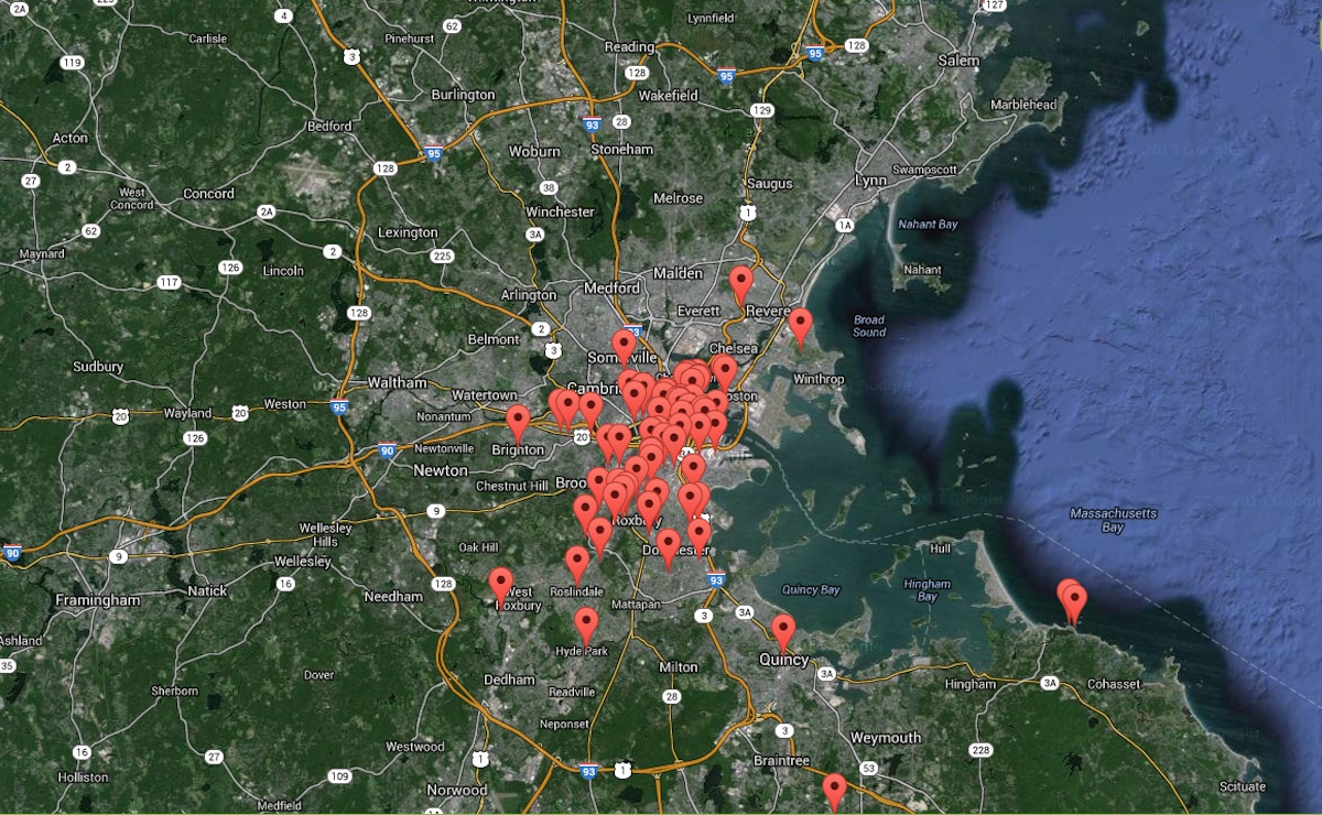 One Day in Boston Map shows where each video was made