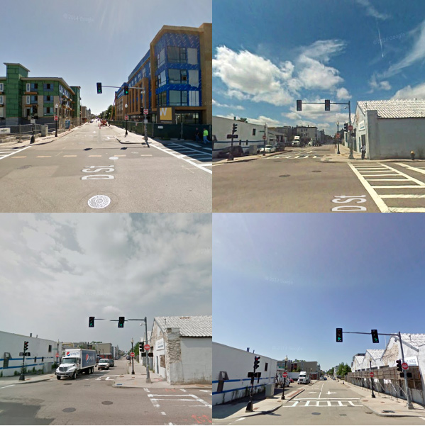 Google Maps Time Machine images from 2007, 2009, 2011, and 2013.