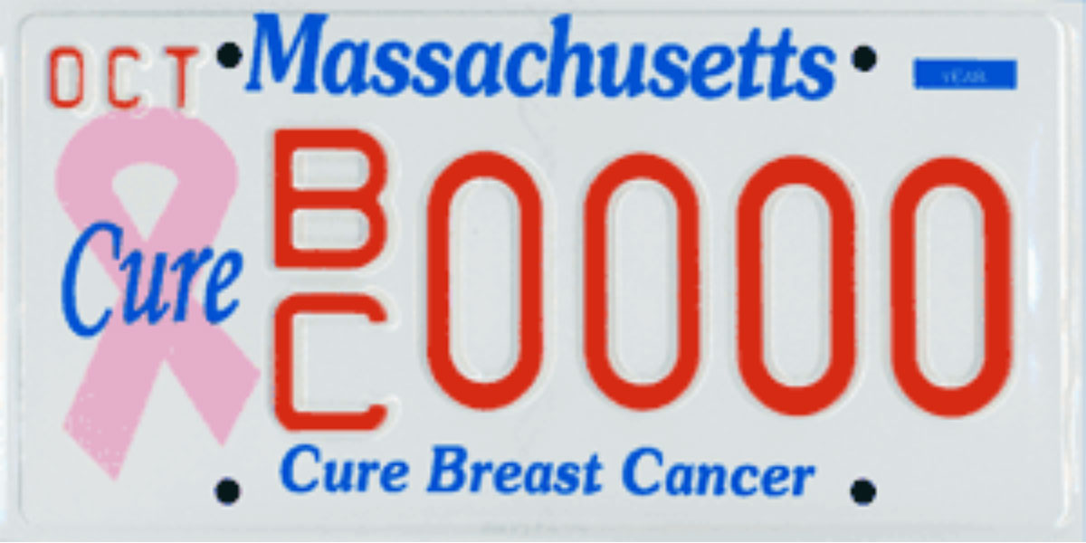 Massachusetts breast cancer license plate photo provided to bostonmagazine.com