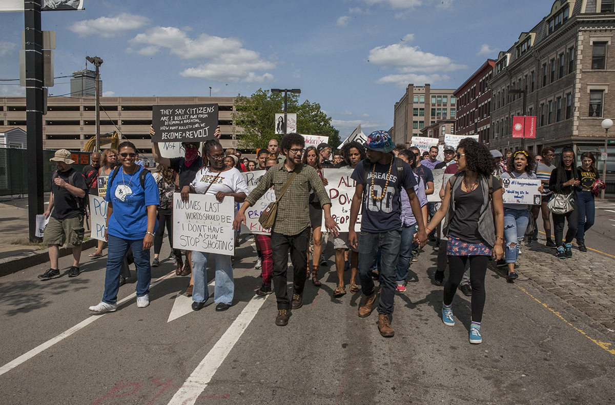 A Boston protest over the killing of Michael Brown in August. Image Credit: Olga Khvan