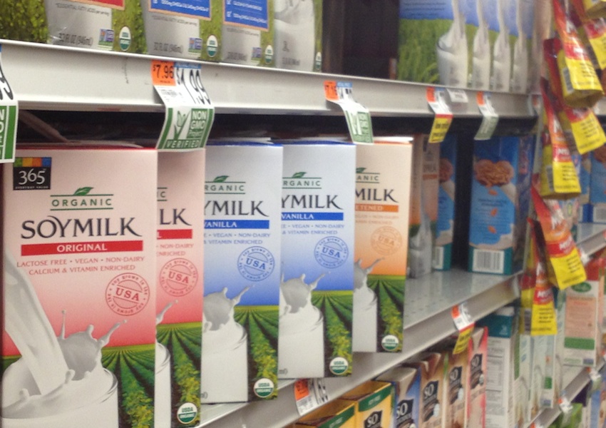 NON-DAIRY MILKS AT WHOLE FOODS. PHOTO BY JAMIE DUCHARME
