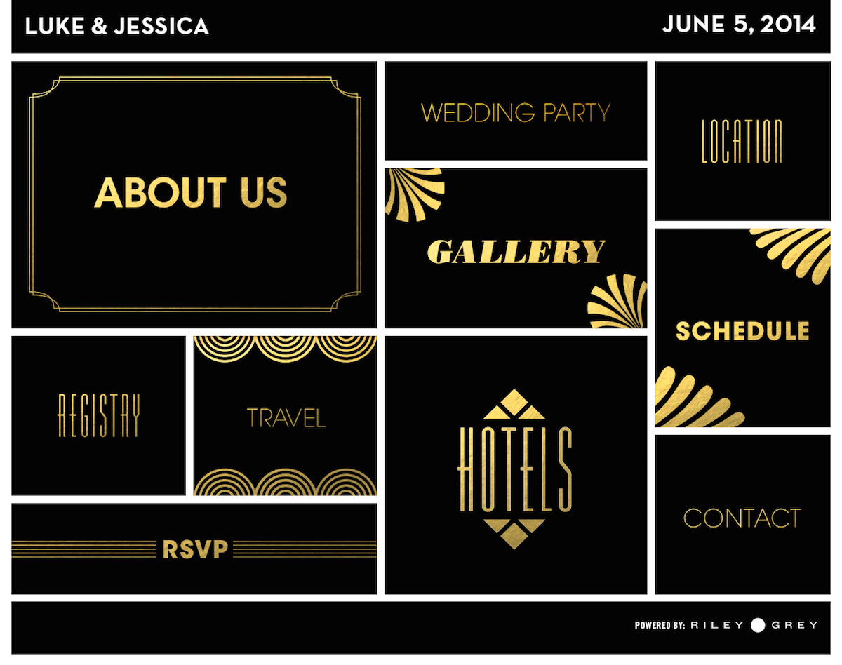 A visual vintage wedding website design from Riley & Grey