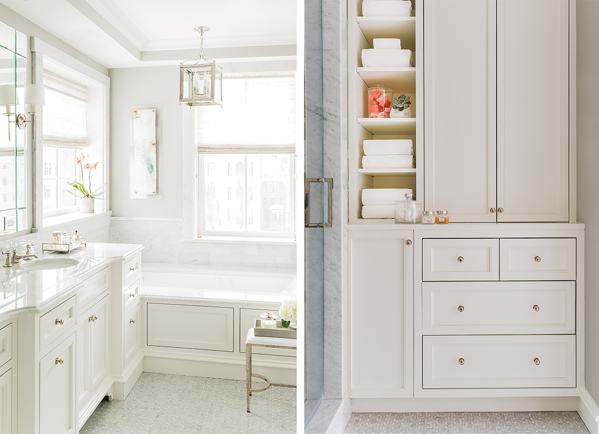 The master bath was completely gutted to create a spa-like retreat for the couple.  (Photograph by Michael J. Lee)