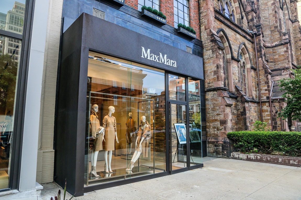 The Max Mara storefront on Newbury Street. 