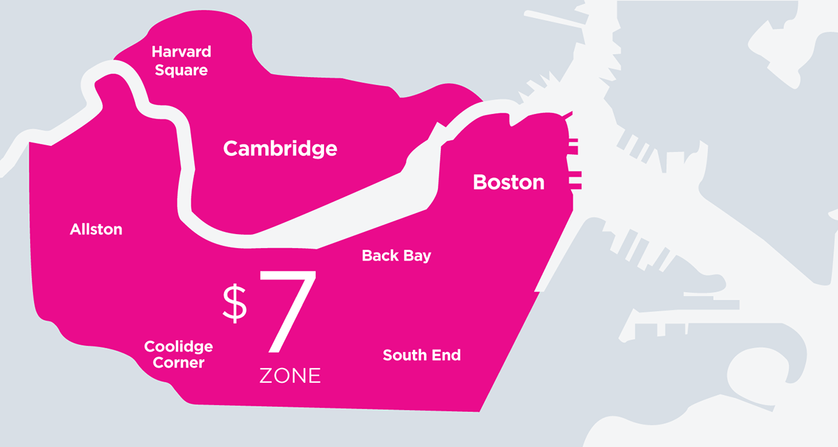 Lyft's $7 fare zone. Graphic courtesy of Lyft.