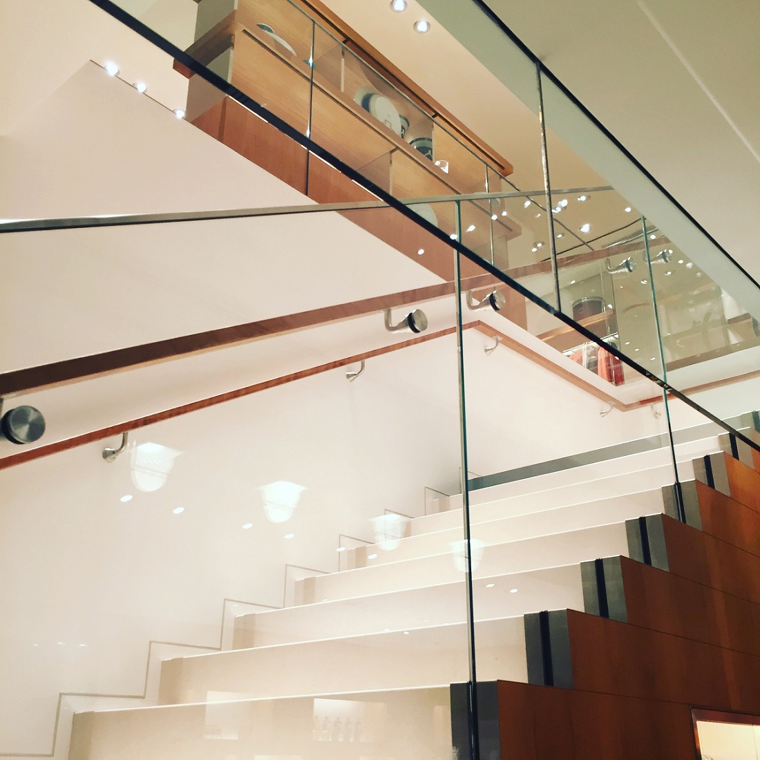 The gorgeous centerpiece staircase in Boston's new Hermès showroom. 