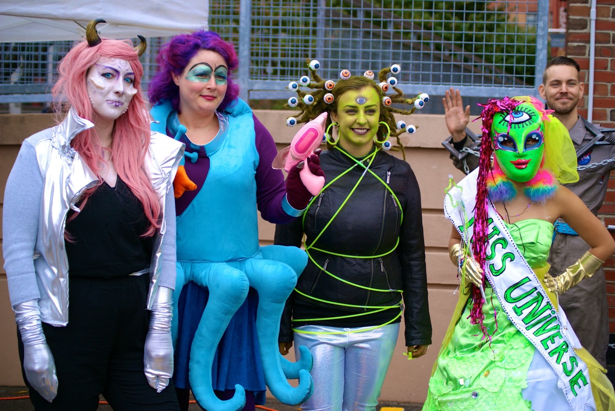 A selection of the outlandish alien costumes / photo by Kyle Grace Mills
