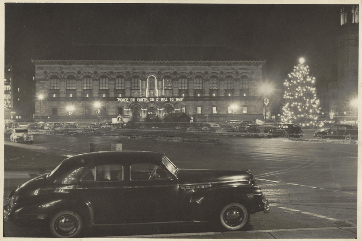 1940s Copley Square Christmas Decorations by Boston Public Library via Flickr. 