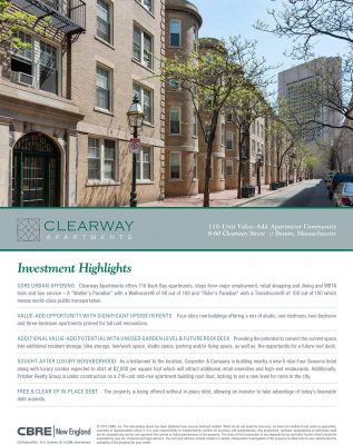 Exhibit # 2 - CBRE marketing brochure for Clearway Street sale.pdf-1