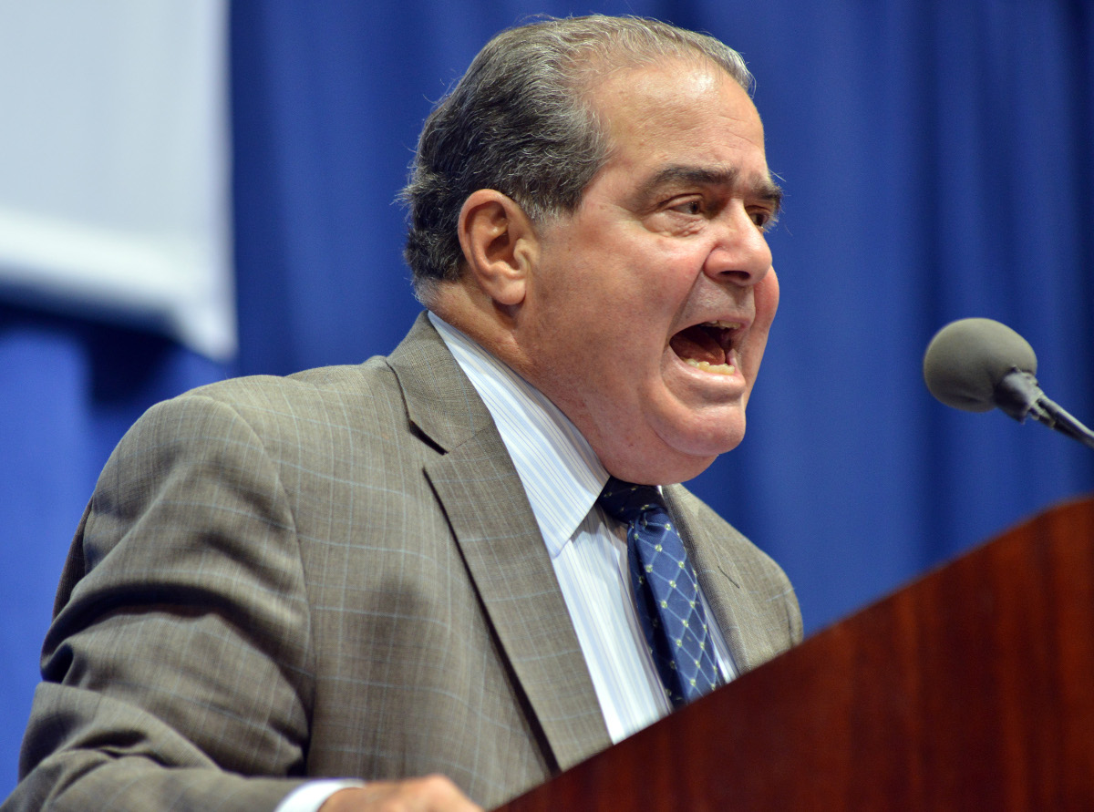 Scalia speaking at Tufts University. Photo via AP