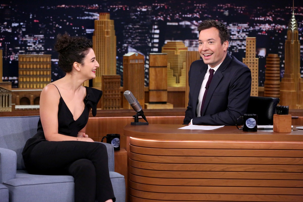 THE TONIGHT SHOW STARRING JIMMY FALLON -- Episode 0425 -- Pictured: (l-r) Actress Jenny Slate during an interview with host Jimmy Fallon on February 25, 2016 -- (Photo by: Andrew Lipovsky/NBC)
