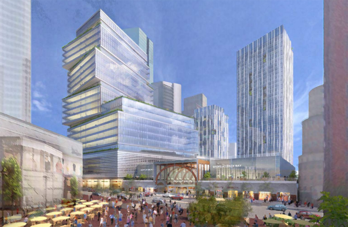 Proposed redevelopment of Back Bay Station. Rendering by Boston Properties