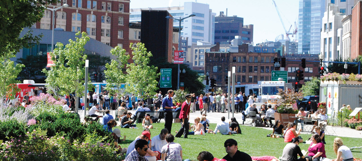 Food trucks on the Rose Kennedy Greenway.