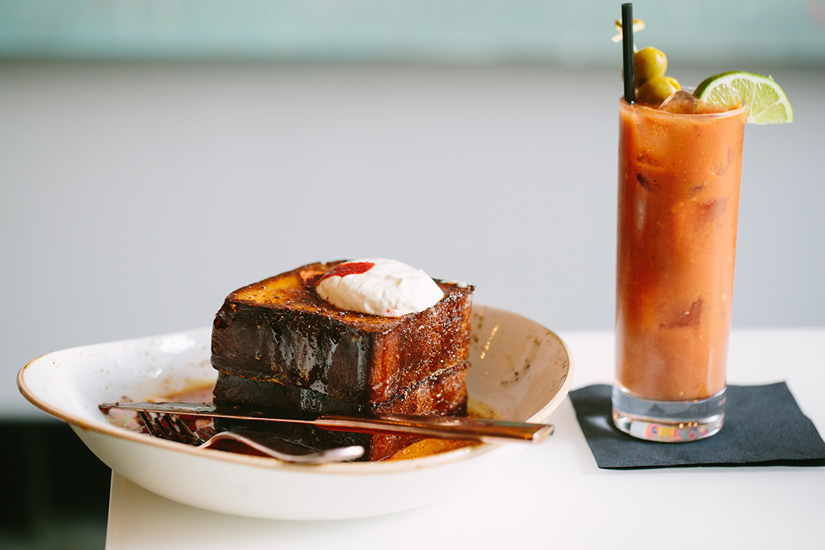 Brioche French toast and a Bloody Mary at Liquid Art House