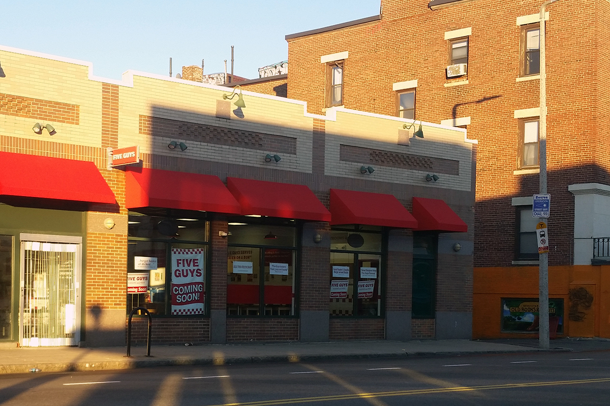 Five Guys Burgers & Fries in Allston. 