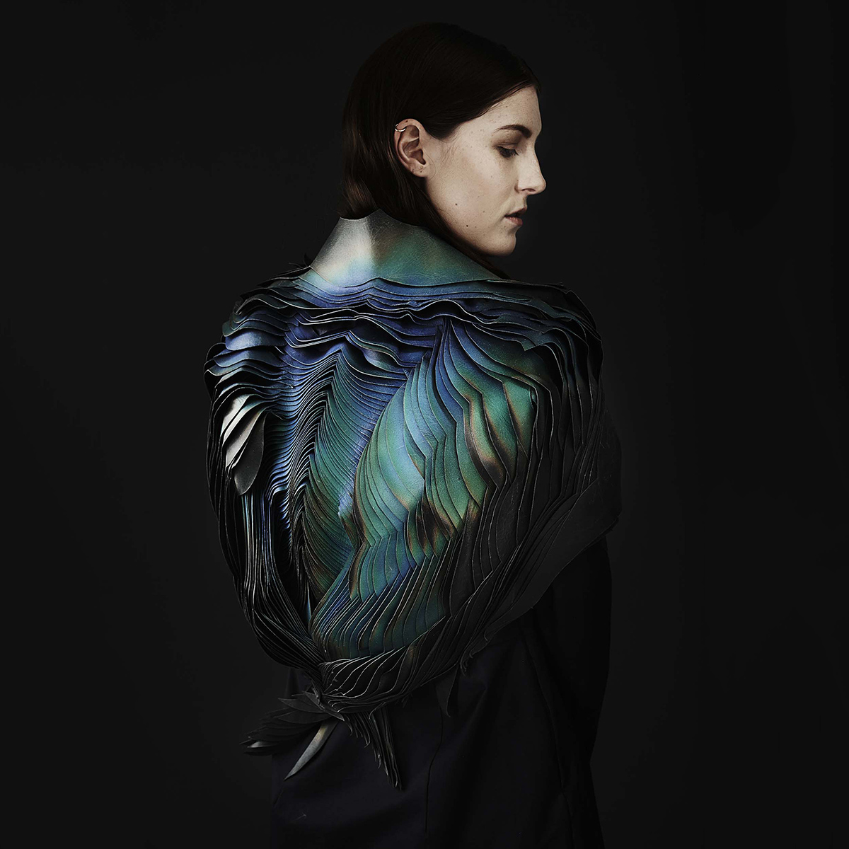 "Air" Cape The Unseen Lauren Bowker (English, born 1985) British, 2014 Coated leather * THE UNSEEN 2015 AIR Collection. *Courtesy, Museum of Fine Arts, Boston