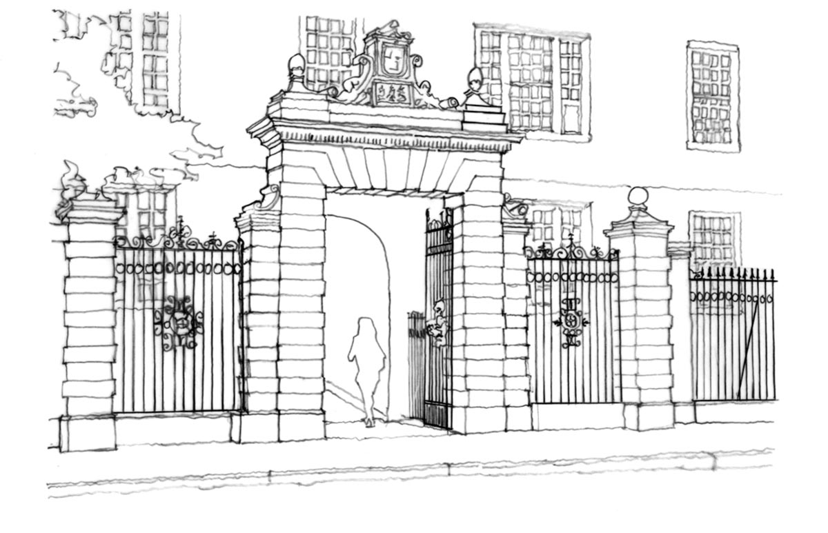 The Class of 1889 Gate / Sketch by Roger Erickson 