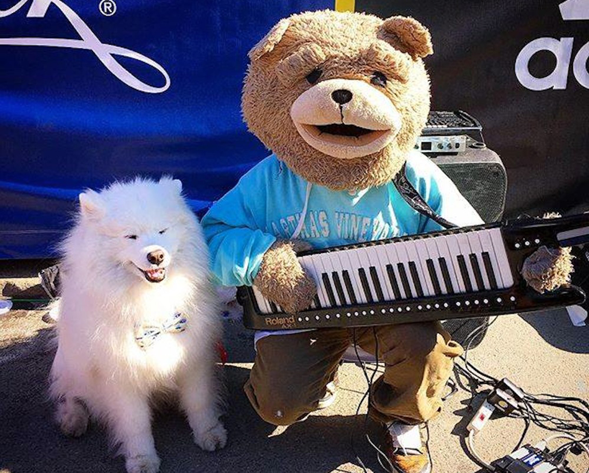 keytar bear with dog
