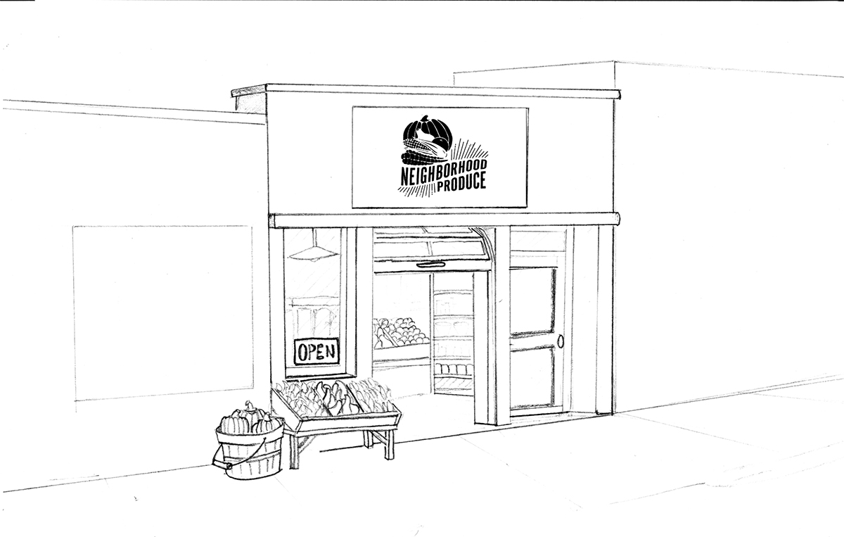 rendering of a future Neighborhood Produce store