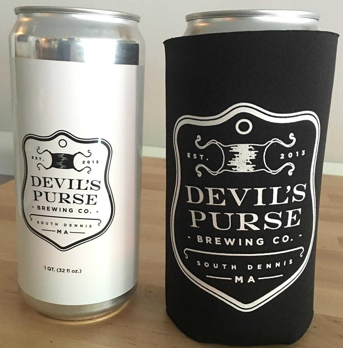 Crowlers (and a crowler koozie) at Devil's Purse Brewing
