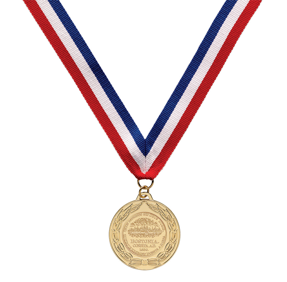 Gold Olympic medal on Ribbon with clipping path
