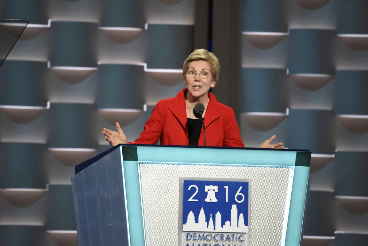 ABC NEWS - 7/25/16 - Coverage of the 2016 Democratic National Convention from the Wells Fargo Center in Philadelphia, PA which airs on all ABC News programs and platforms. (ABC/Ida Mae Astute) SENATOR ELIZABETH WARREN
