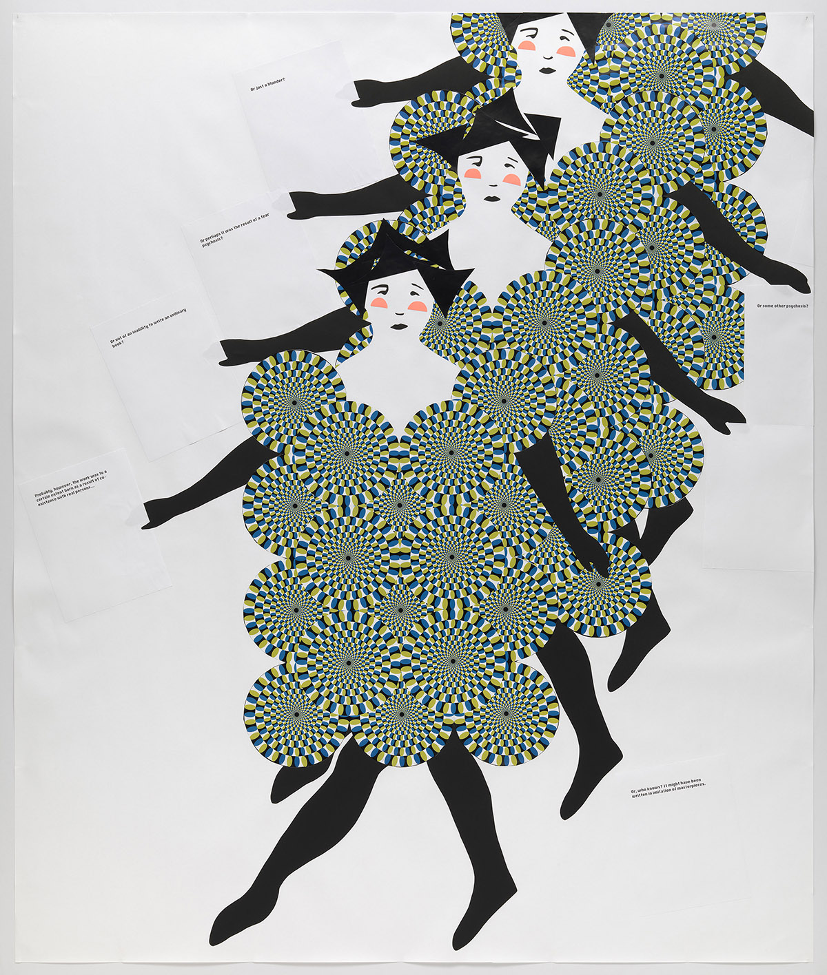 Chorus Line Frances Stark (American, born in 1967) 2008 Cut-and-pasted printed paper and cut-and-pasted colored paper on paper *The Museum of Modern Art, New York, NY, U.S.A. Purchased with funds provided by the Contemporary Arts Council of The Museum of Modern Art, and Committee on Drawings Funds. *Digital Image © The Museum of Modern Art/Licensed by SCALA / Art Resource, NY. *Courtesy Museum of Fine Arts, Boston