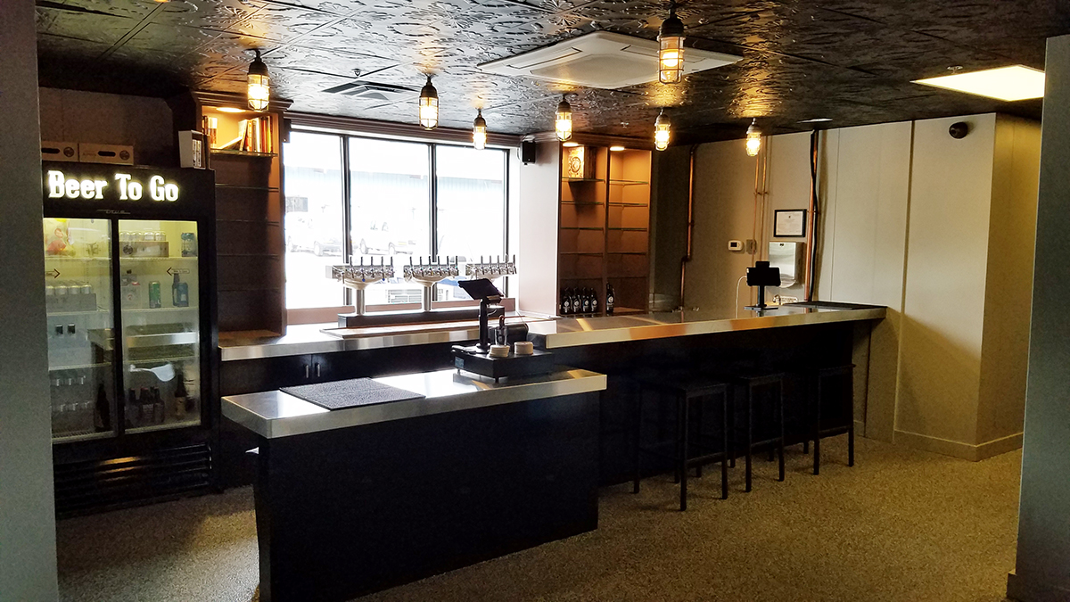 The bar at Exhibit 'A' Brewing Company