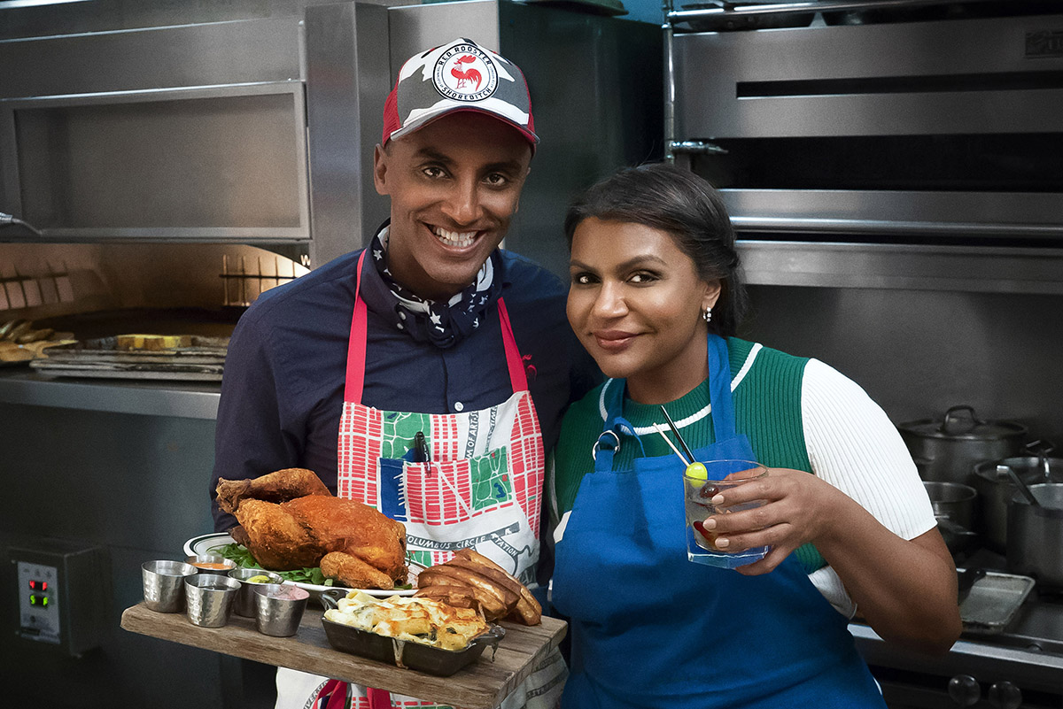 Chef Marcus Sameulsson and Mindy Kaling