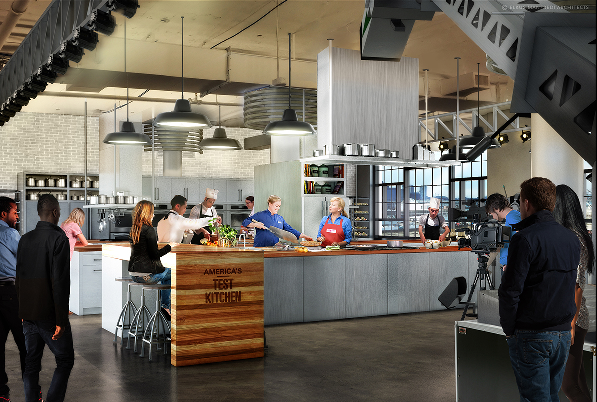 A RENDERING OF AMERICA'S TEST KITCHEN AT THE INNOVATION AND DESIGN BUILDING