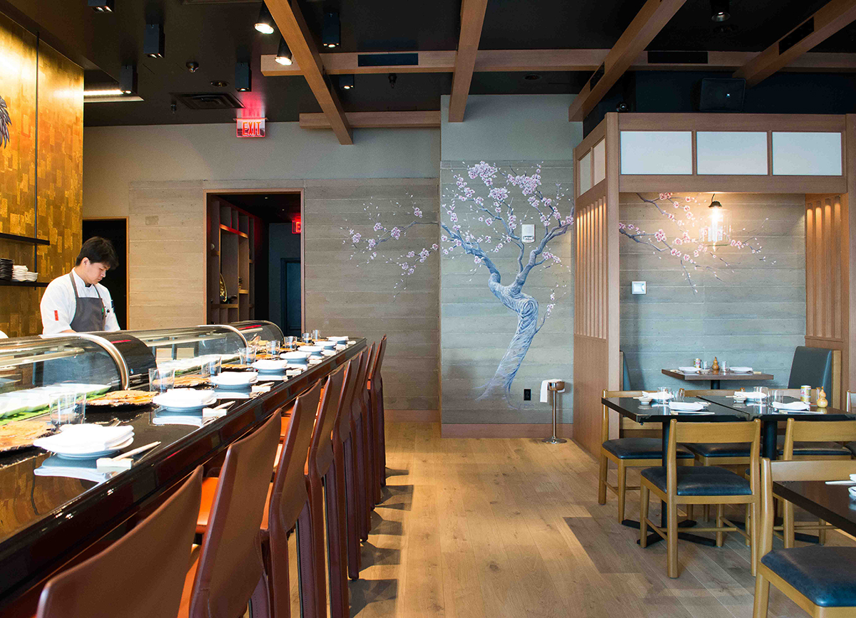 Pabu Boston sushi bar and dining room. / Photos by Jenna Skutnik