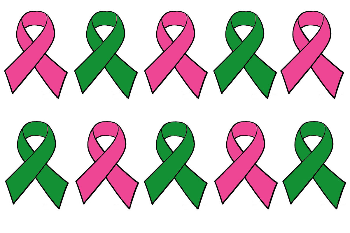 Breast and Liver Cancer Awareness Ribbons/Graphic by Hallie Smith